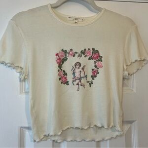 Truly Madly Deeply Women's Cream Angel Crop Top - Size Small, Urban Outfitters